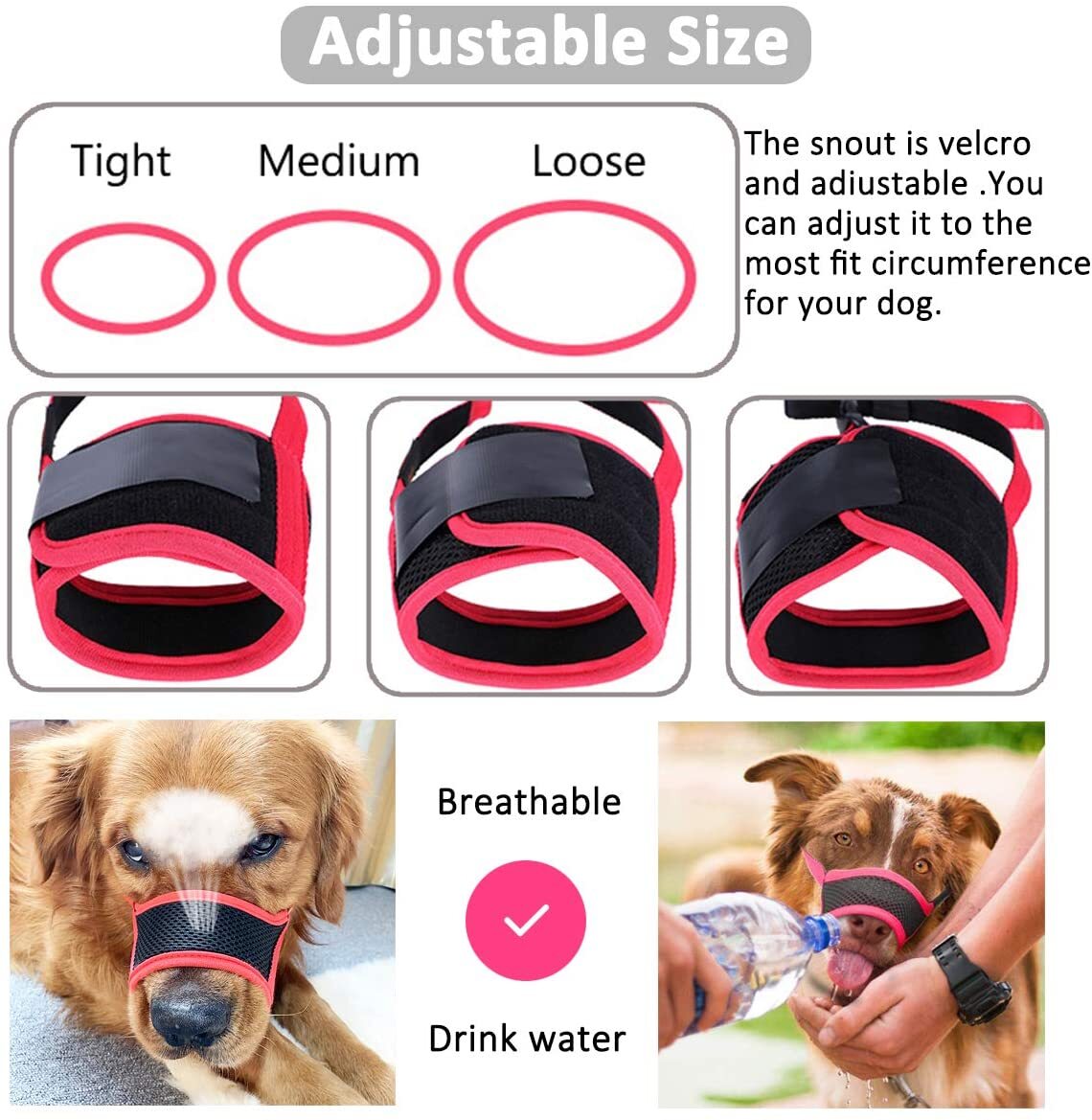 K9ice Anti Biting Barking and Chewing Dog Muzzle with Comfortable Mesh Soft Fabric and Adjustable Strap Pawfect Way