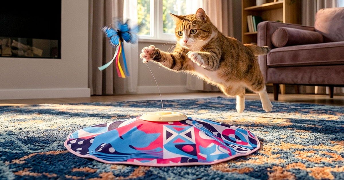 Stimulates Natural Hunting Instincts With Fluttering Butterfly Motion