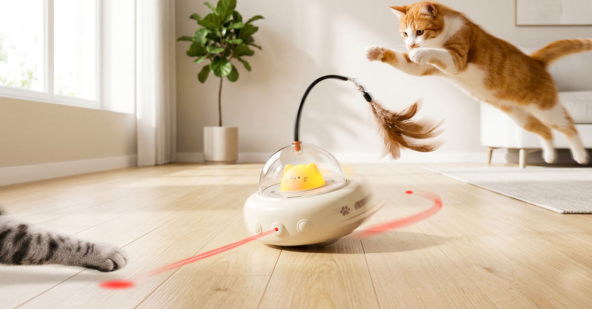 Laser, Feather, and Rolling Action — 3-in-1 Fun