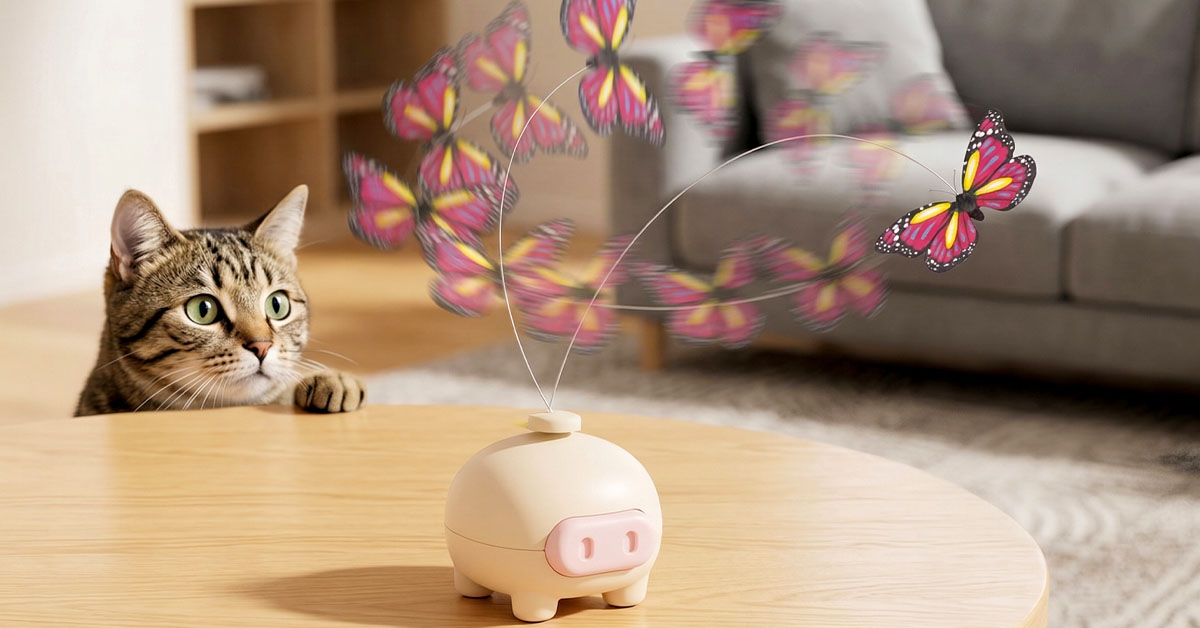 360° Butterfly Movement Captivates Curious Felines