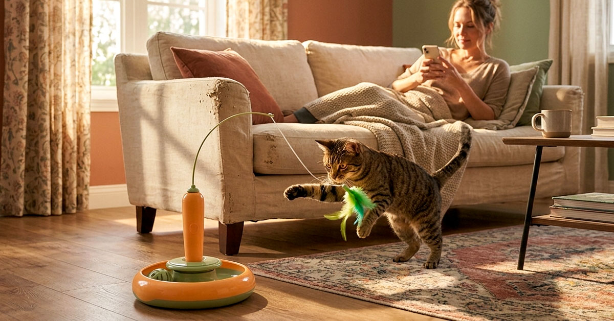 Plays With Your Cat So You Don't Have To.