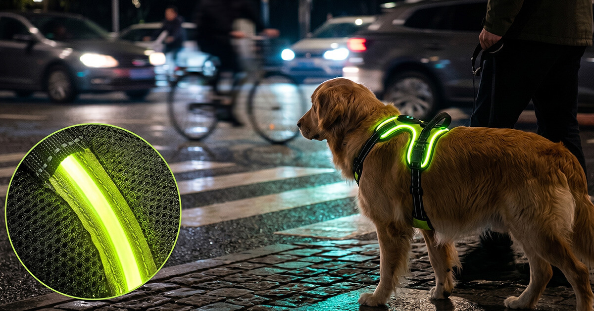 Lights Up 360° So Drivers See Your Dog Instantly