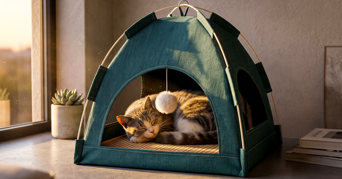 Snug Haven keeps pets with not stuffy rattan mats and linen